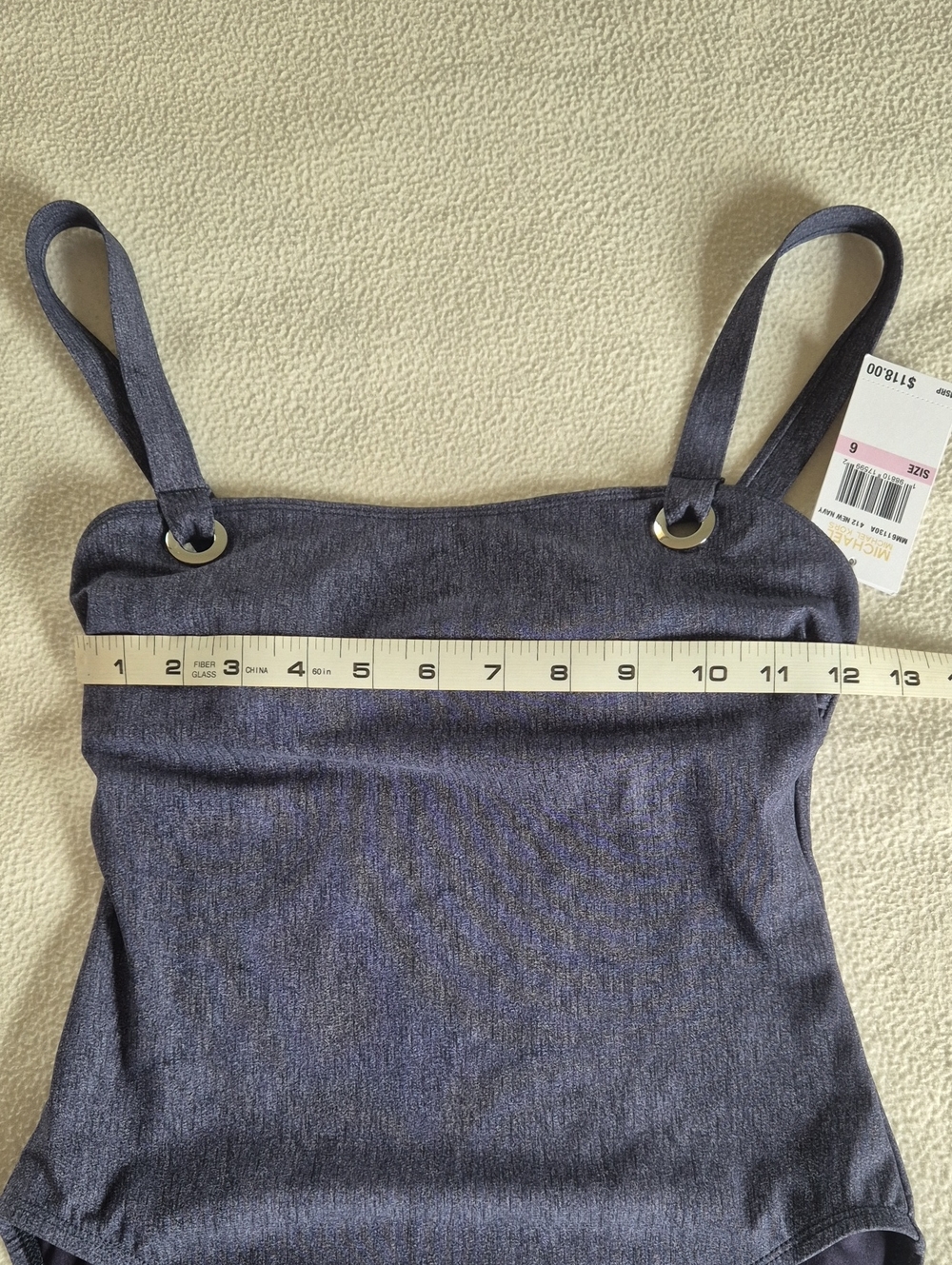 Michael Kors Denim Grommet Detail One Piece Swimsuit, Size 6 Color New Navy - Picture 9 of 11
